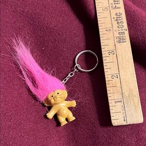 Truly Vintage 80s 90s Y2K Russ Pink Haired Troll Doll Keychain